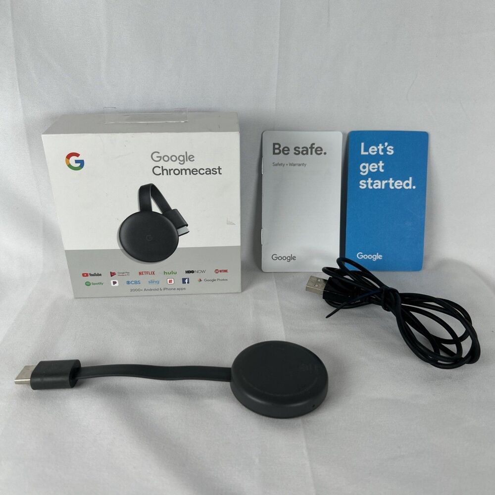 Google Chromecast TV Media Streamer NC2-6A5 with Box & Cords Tested